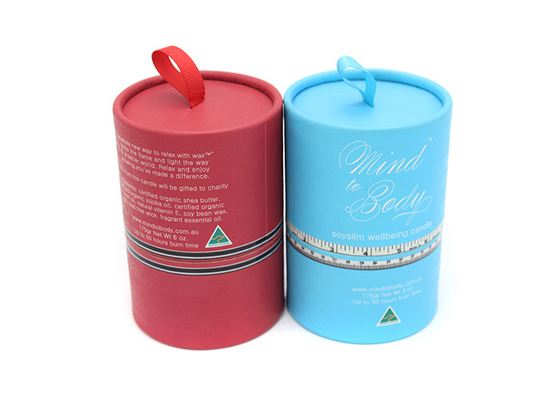 Beauty Packaging Candle Gift Box , Cylinder Candle Boxes With Silk