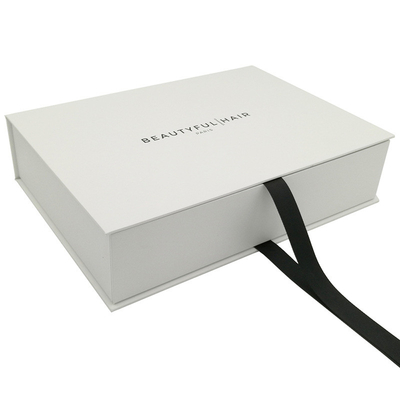 White Rigid Cosmetic Packaging Box Small Eco Friendly With Ribbon