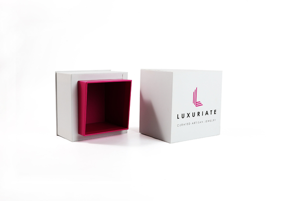 CMYK Rigid Candle Boxes , Embossing Shoulder Neck Box With Lift Off Lid